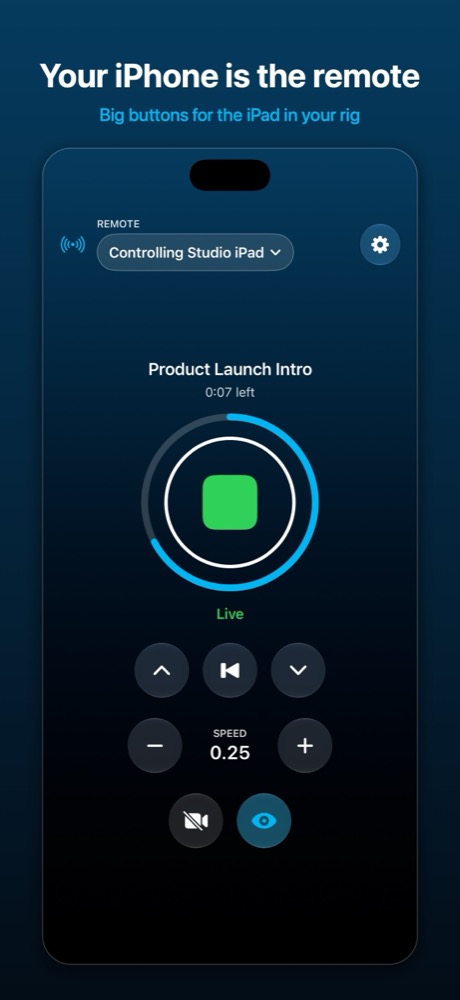 The iPhone remote controlling an iPad